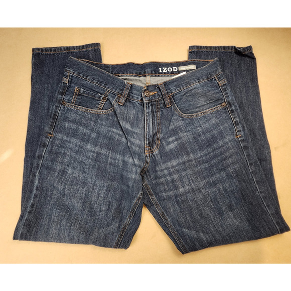IZOD Men’s Slim Straight Fit Jeans 100% Cotton Medium Wash Size 32x30 - Picture 4 of 7